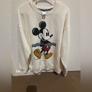 Disney Cream Sweatshirt with Black Mickey Graphic